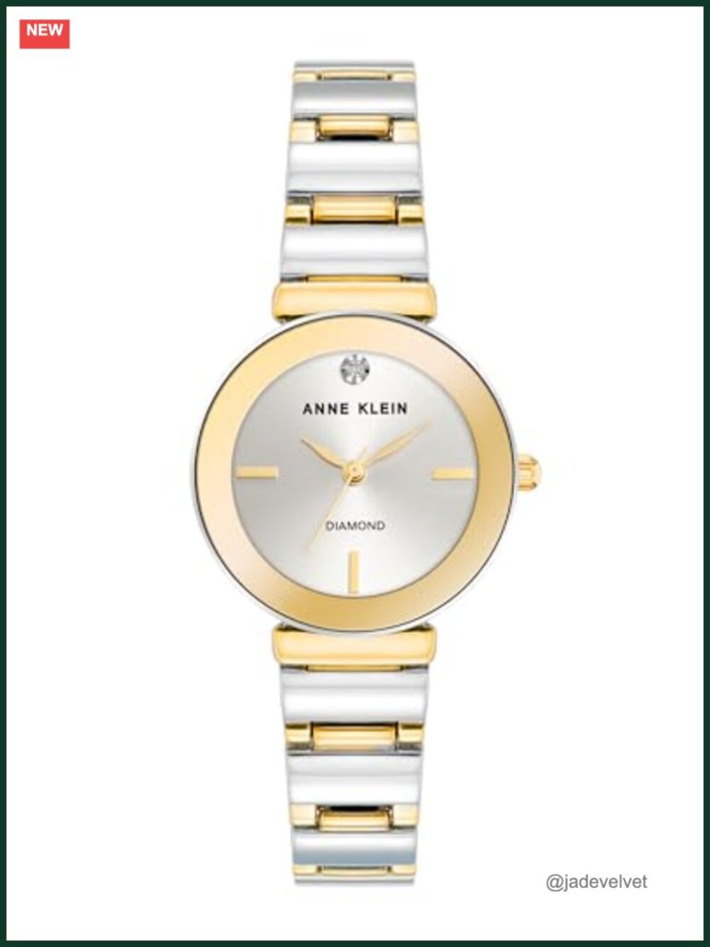 Genuine Diamond Dial Bracelet Watch Two-Tone Adjustable Link Water Resistant